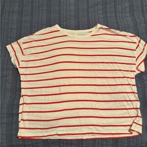 Banana Republic Orangr and Cream Striped Cozy Slub Shirt
